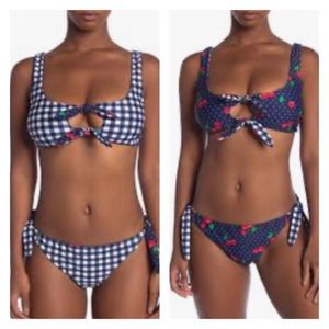 Juicy Couture cherry gingham reversible bikini Size L
